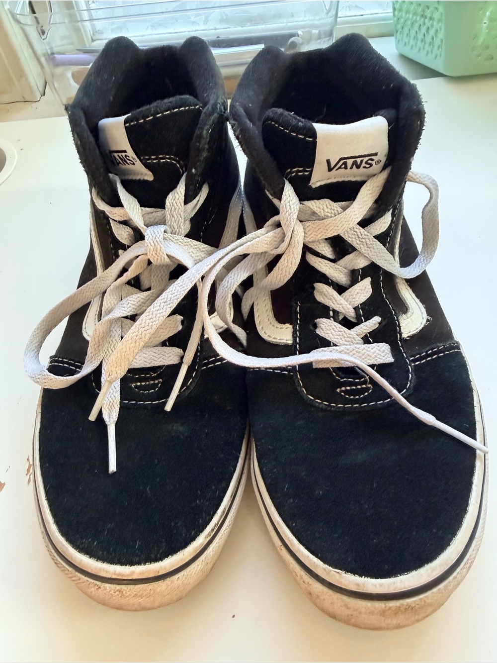 Vans Kids size 6 Black and White High-Top Sneakers